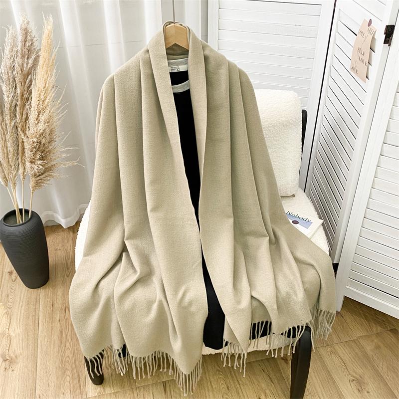 New Fashion Luxury Solid Color Thick Cashmere Winter Warm Scarf Women Pashmina Shawl Wraps Bufanda Female Tassel Scarves