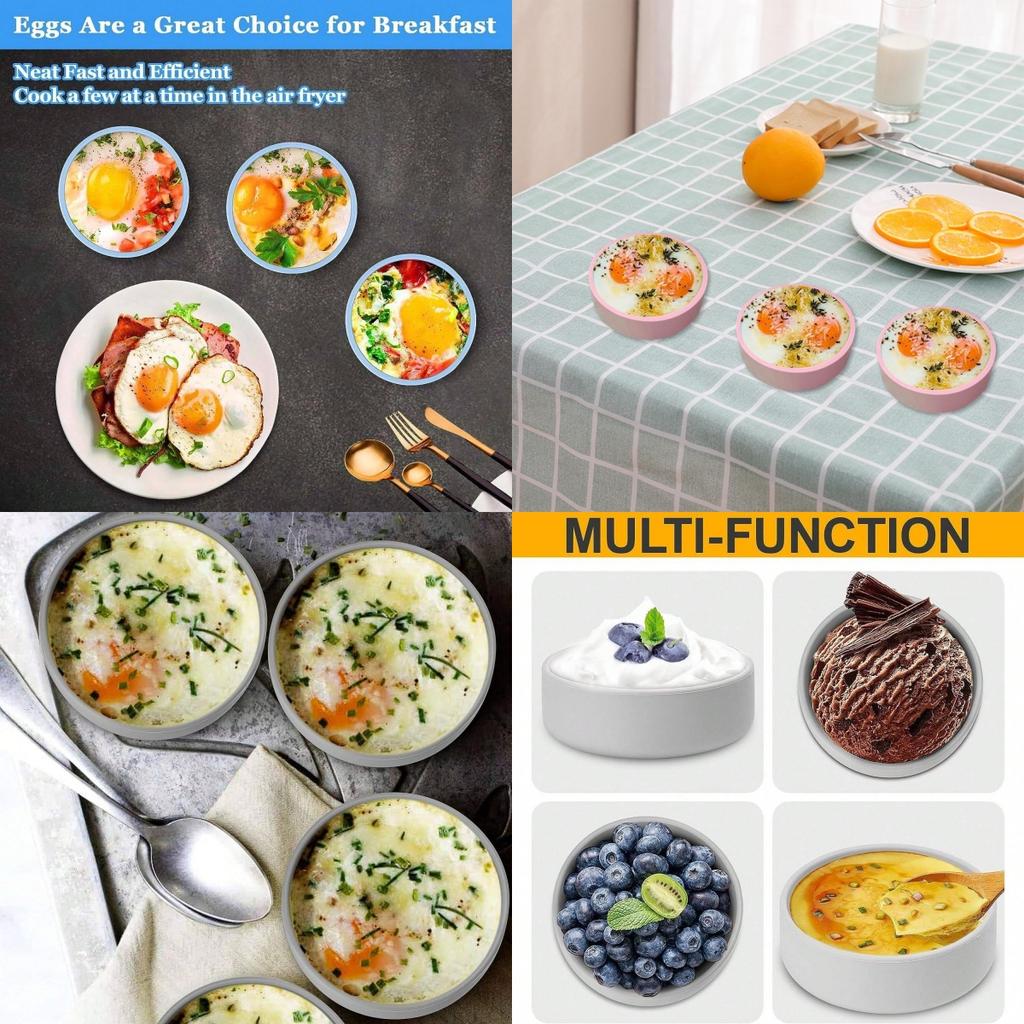 Ångkokt Äggskål Air Fryer Äggformar Silikon Mini Kaka Sandwich Frukost Bakplåt För Fest Hemugn Mikrovågsugn Matlagningsverktyg
