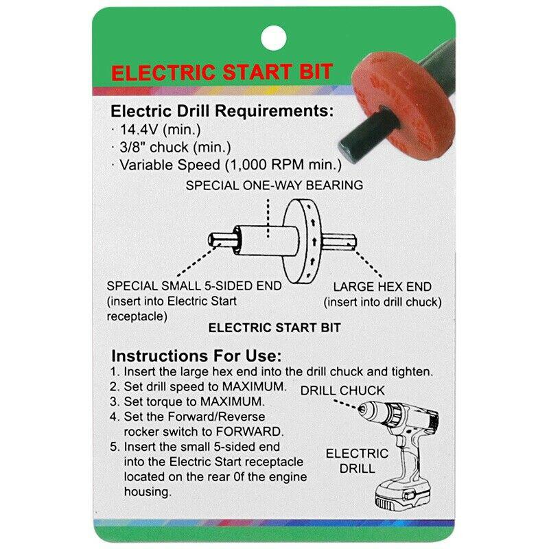 Starthilfe Elektromotor Easy Starter Bohreradapter Rasenmäher Für Troy-Bilt Ne