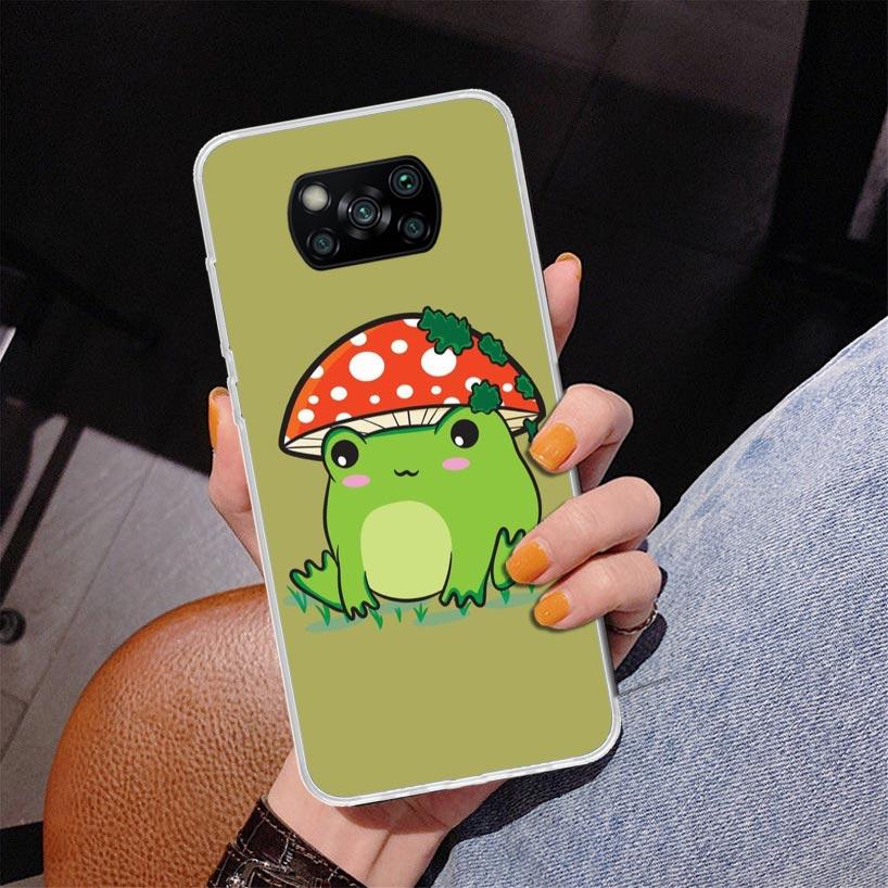 Cottagecore Frog Mushroom Kawaii Phone Case For Xiaomi Poco X7 X6 X5 Pro F7 Ultra Redmi 15C 15 13C 13 12C 12 10 10A 10C 9 9A 9C