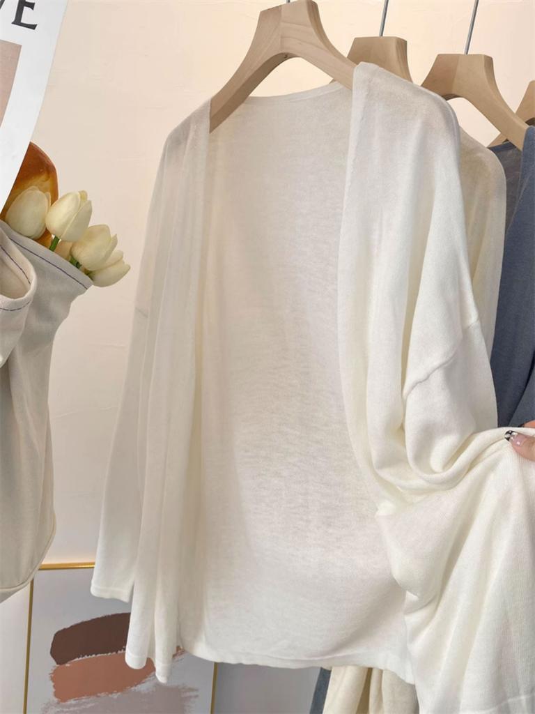 Large size lazy wind knitted cardigan spring and summer thin sunscreen blouse temperament jacket women