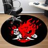 1pc Flame Demon "Gothic Skull" Office Round Area Rug, Under Office Chairs Bedroom Living Room Home Decor, Room Deco