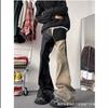 Mens Distressed Washed Denim Wide Leg Jeans With Patchwork Coating High Street Streetwear Style Loose Fit Straight Cut