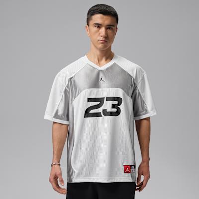Jordan Flight T Shirts Men s White/Light Smoke Gray/Black V Neck Moder L