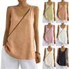 Dámské barevné bavlněné a lněné tílko Volné bez rukávů Univerzální základní top