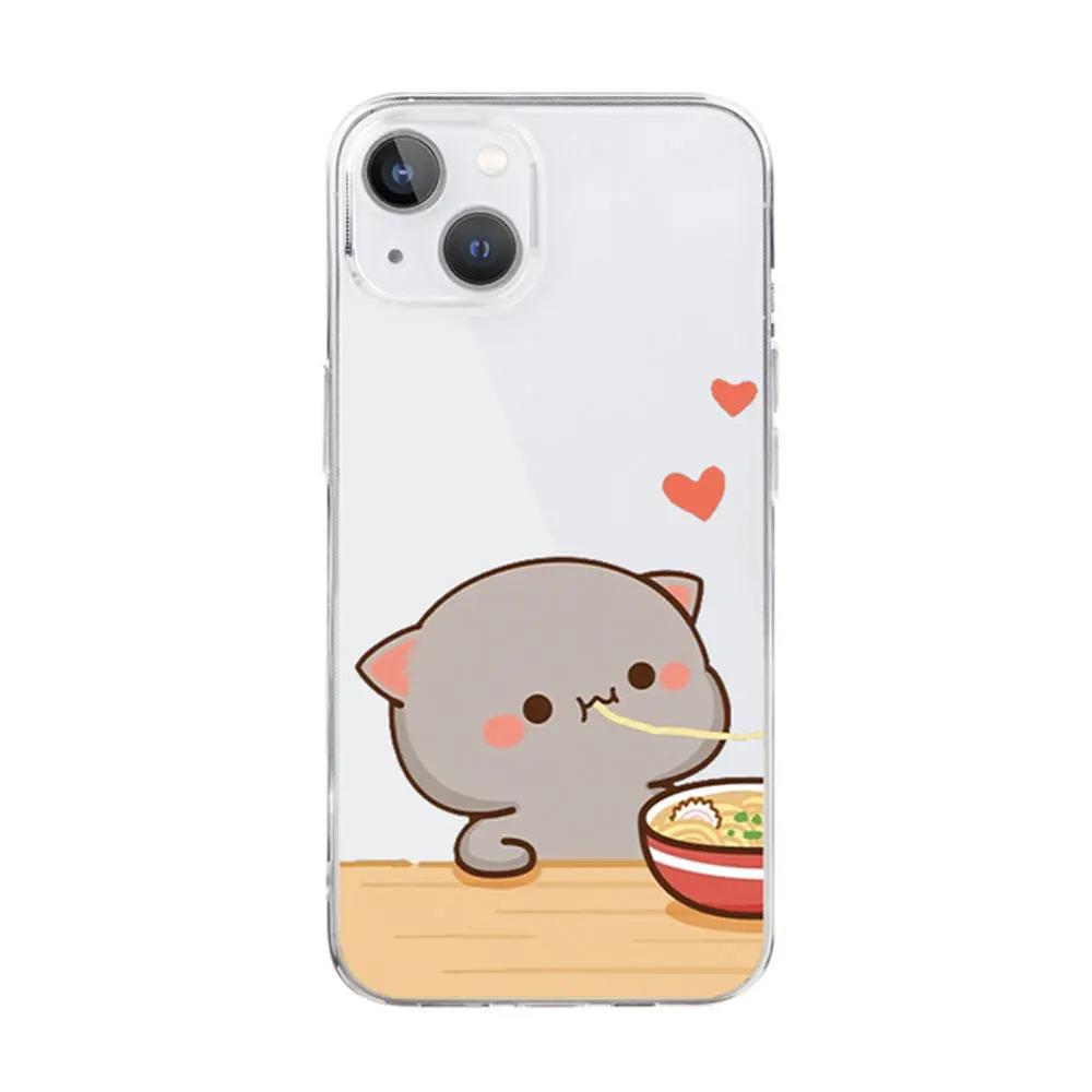 Funny Bunny Bear Couple Phone Case for IPhone 13 14 15 12 11 Pro Max Mini X XR XS MAX 7 8Plus SE2 Cute Animal Clear Paired Cover