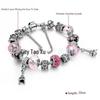 DIY Pink Crystal Bead Pendant with Inlaid Diamond for Bracelets - Christmas Gift