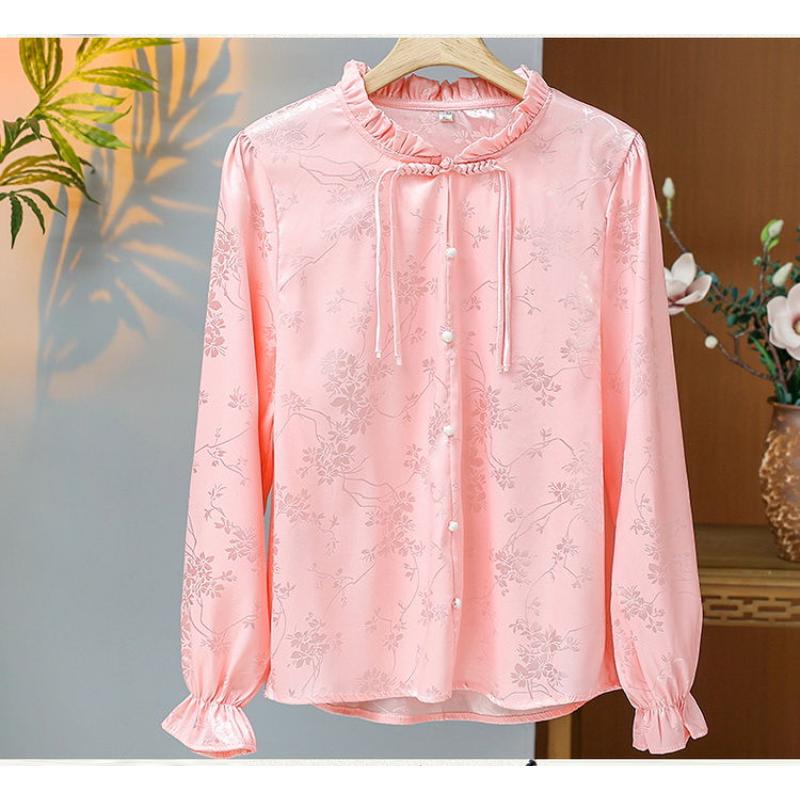 

Новый китайский стиль национальный стиль воротник-стойка ретро рубашка женская осень новая с длинным рукавом топ юбка с лошадьми XL розовый