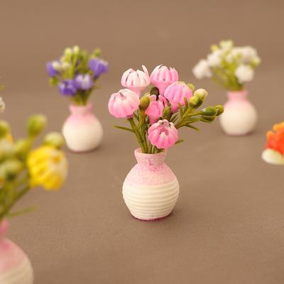 1 Stück 1:12 Puppenhaus Miniatur Kunststoff Simulation Bunte Blumenpflanzen Topfpflanzen Outdoor Puppenhaus Modell DIY Zubehör