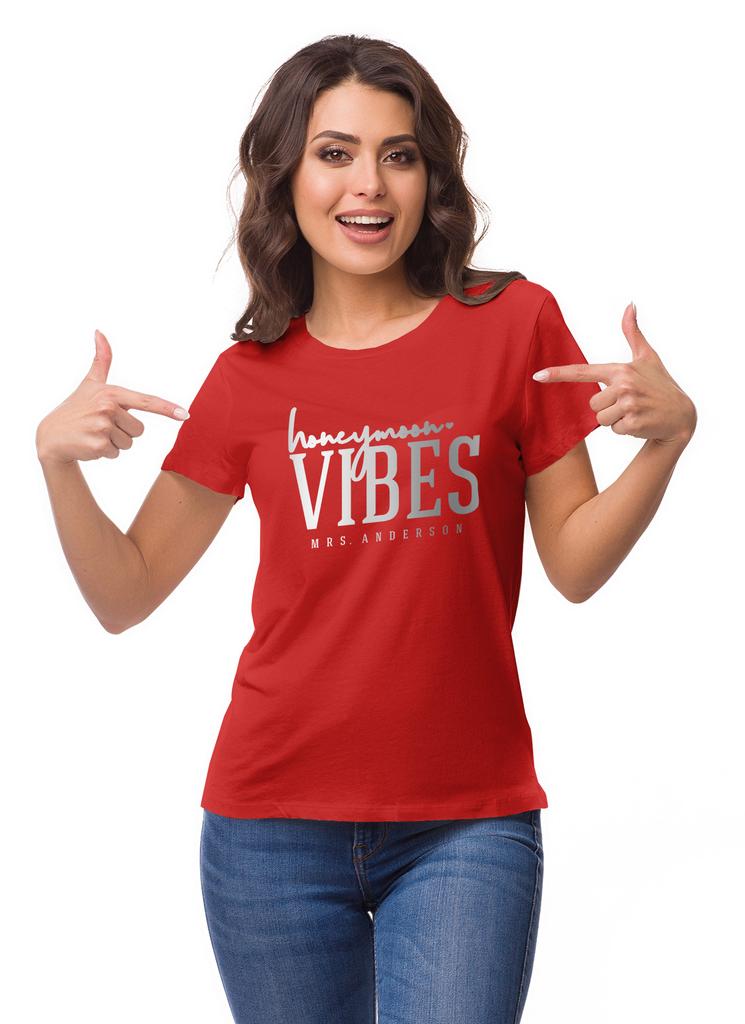 Inkdotpot Personalized Womens Tshirt Top Honeymoon Vibes Mrs Wedding  Announcement