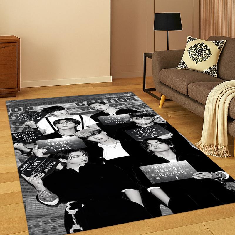 Fashion B-BTS Kpop Soft Area Rug for Bedroom Living Room Sofa,Non-Slip Carpet for Kids,Cozy Floor Mat Doormat Home Decor