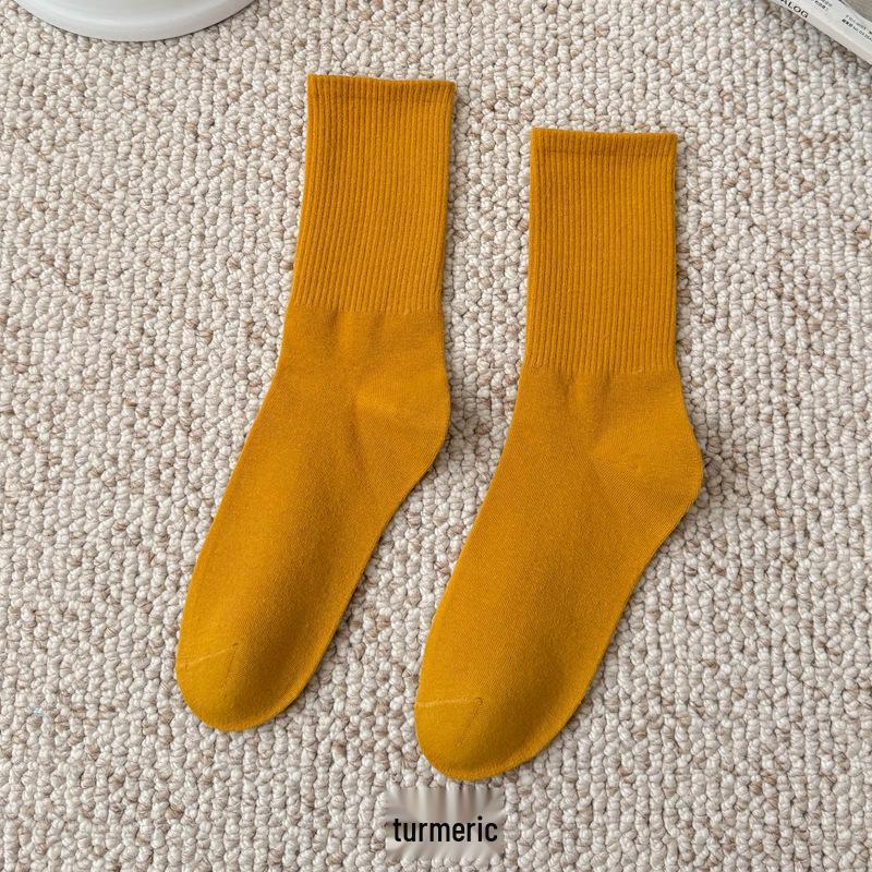 Trendige Damen Regenbogen Socken - Bunte Koreanische Style Süßigkeiten Mittelhohe Baumwollsocken