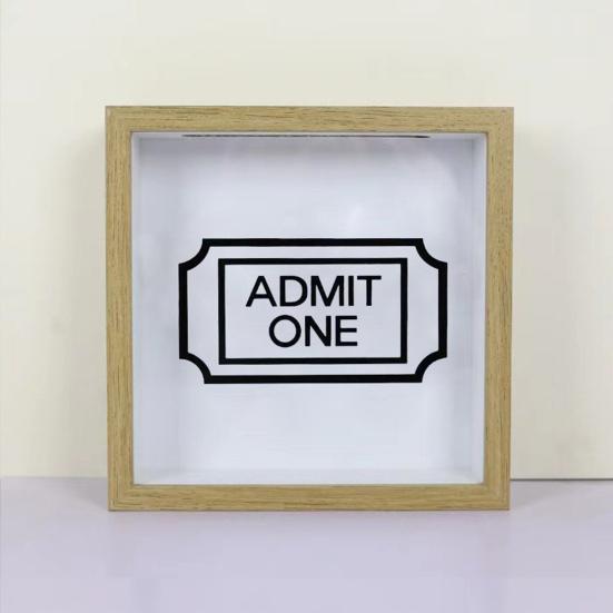 Travel Adventure Archive Shadow Box Square Ticket Stub Stamp Letter Photo Keepsake Storage Box with Slot Home Office Desktop Decoration