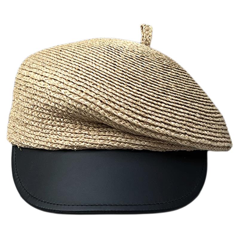 25 Niche Retro Raffia Hat Women'S Summer Vacation Sun Hat Showing Face Small Cap