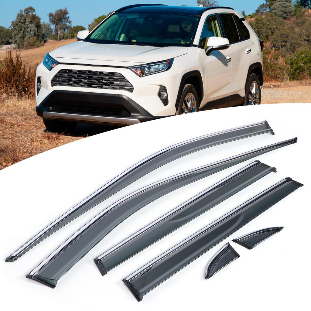 6Pcs Window Vent Visor Sun Rain Deflector Guards Smoked Color Fit for RAV4 2019‑2020
