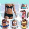 Elegant Solid Color Bikini For Women Sexy Backless Swimsuit With Underwire