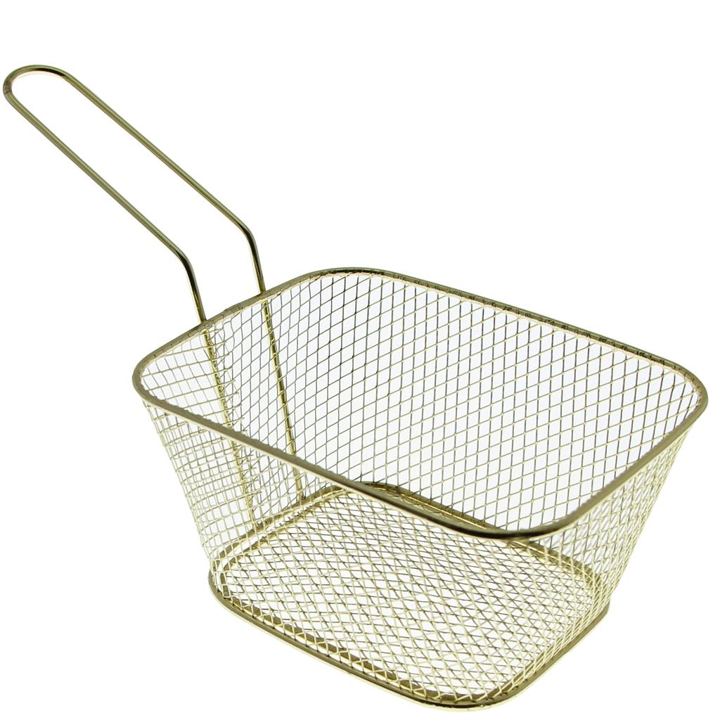 Serving Basket For Fries And Snacks Mini Steel Basket Golden