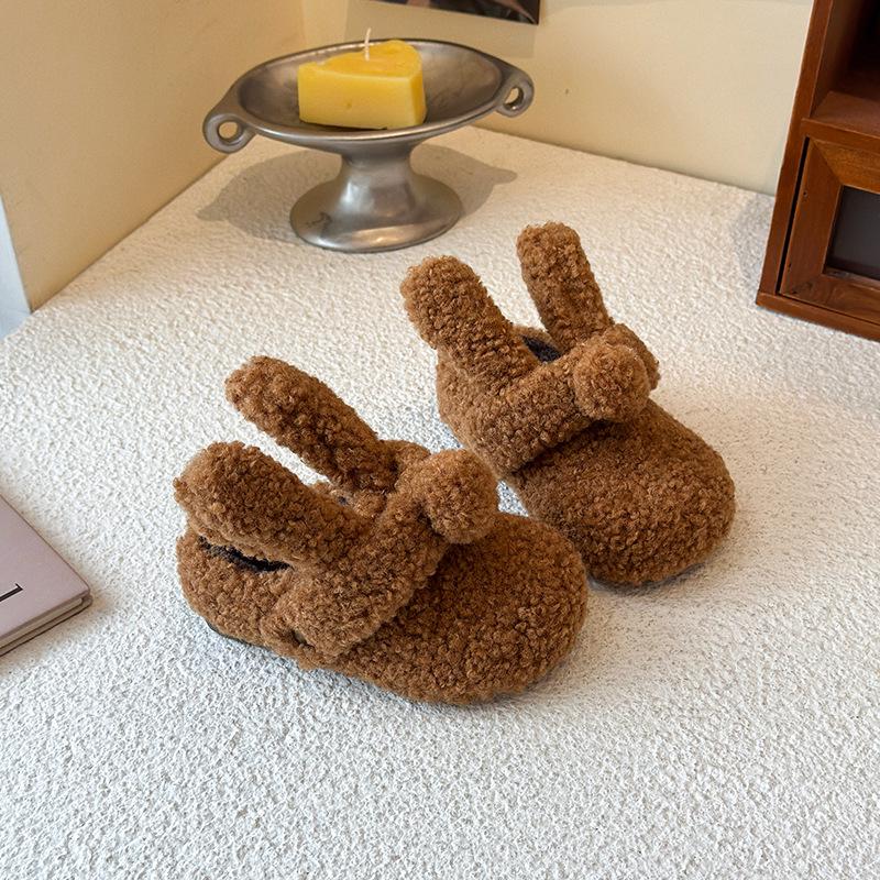 2025 Women's Lazy Fuzzy Cotton Birken Slippers, Soft Sole, Closed-Toe, Plush Half Slippers