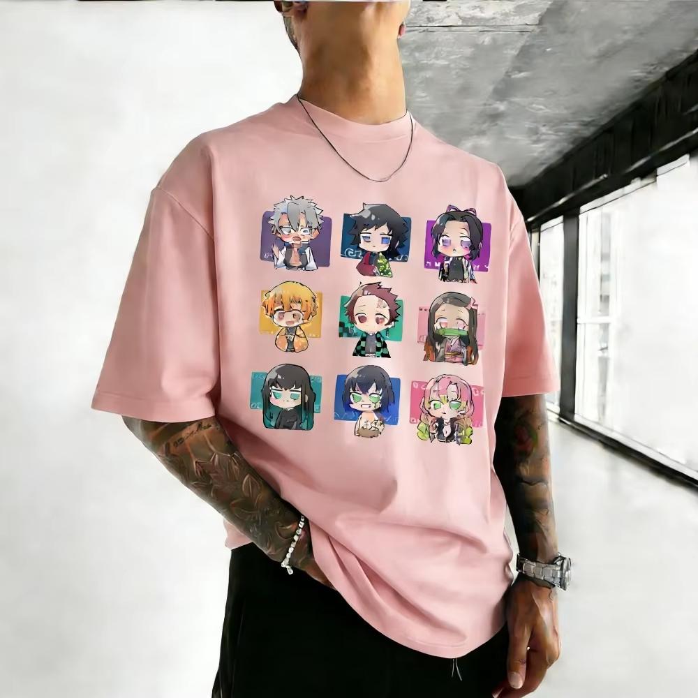 Unisex pure cotton Tshirt  Demon Slayer  Summer 2026 Anime Print Loose Family ShortSleeved Shirt