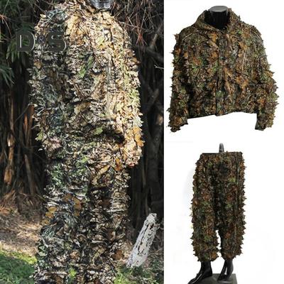 2 Teile/satz Outdoor Verkleidung Top Hosen Anzug 3D Blätter Dekor Atmungsaktiv Hunter Ghillie Anzug Camouflage Kleidung CS Training Dschungel Kapuzenjacke Hose