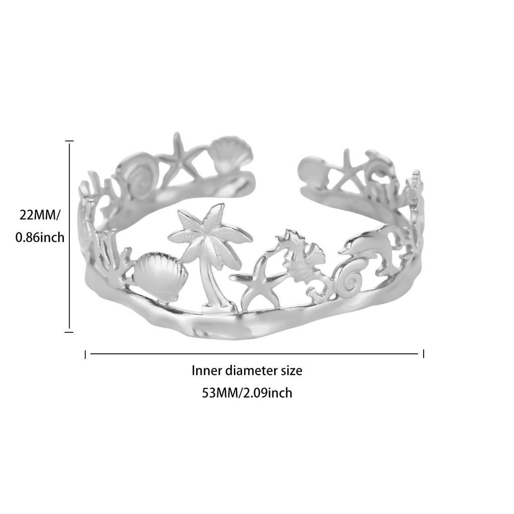 Stainless steel open bracelet female geometric flower hollow wide version light luxury high-end design bracelet jewelry new