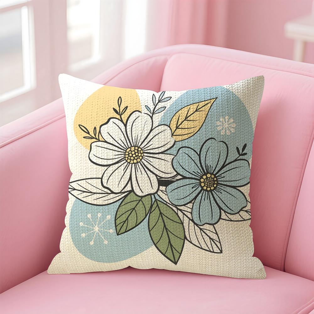 Modern Art Blossoms Cushion Cover Natural Linen Pillow Case Double-Sided Print Decorative Sofa Pillowcase Home Decor Gift