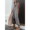 Women's Summer Casual Hooded Jumpsuit Loose Half Button Tapered Leg Romper Overall Pants