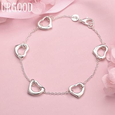 Bracciale Cinque Cuori in Argento Sterling 925 Gioielli alla Moda per Matrimonio