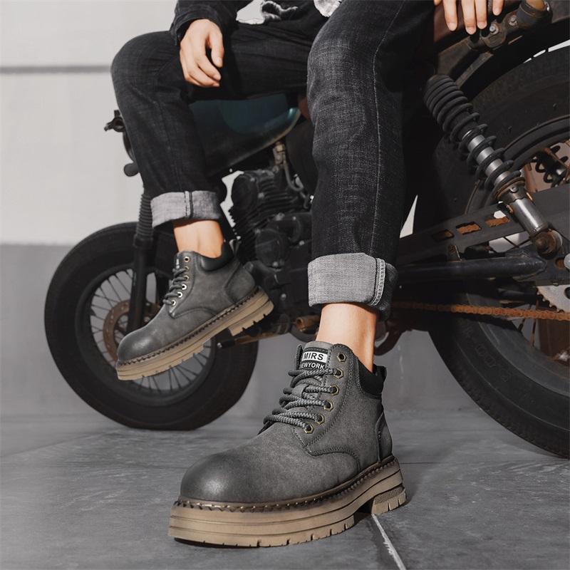 Herren Stiefeletten Echtes Leder Kurze Stiefel Retro Tooling Stiefel Freizeitschuhe