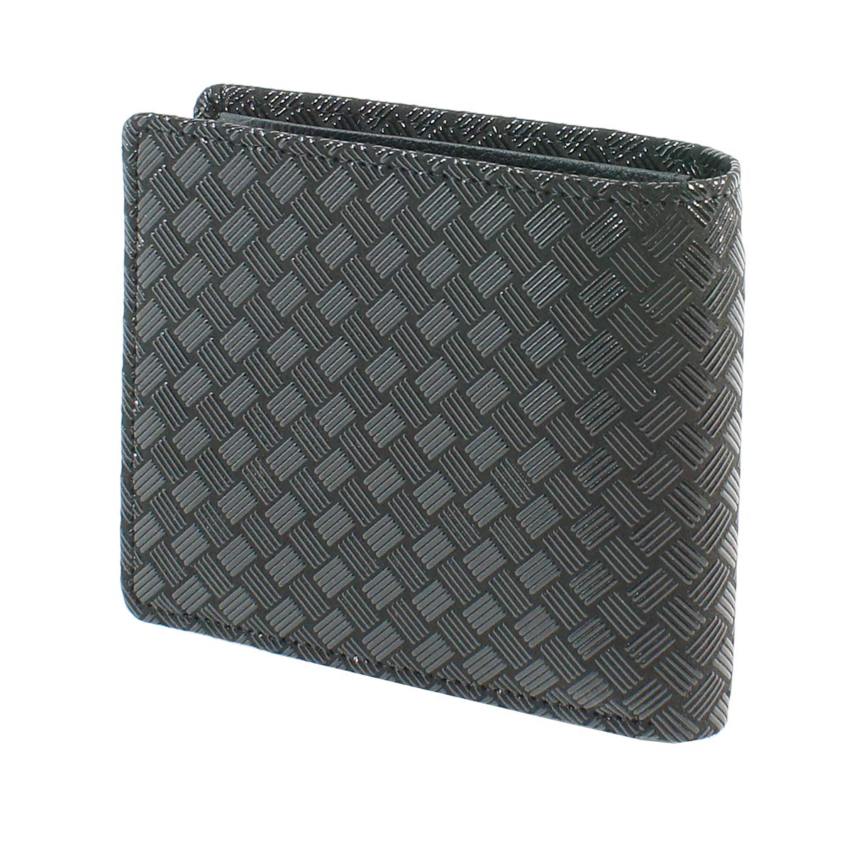 

Inden bill compartment coin purse black background x black wickerwork pattern [Indenya] bi-fold wallet, J, included, deerskin, lacquer, 2006-01-158