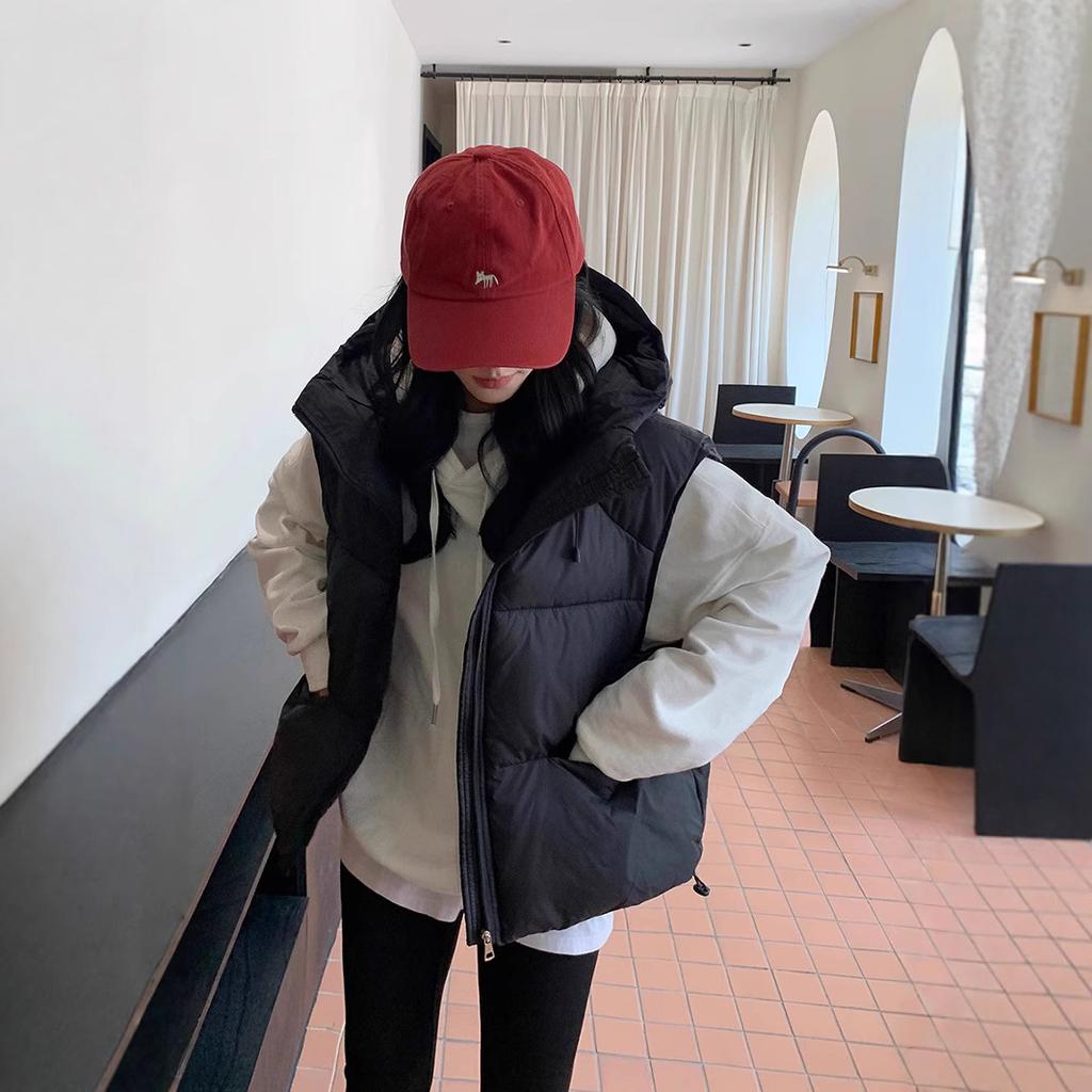 Down Cotton Vest Women's Autumn and Winter New Korean Version Loose Cotton Vest Solid Color Vest Jacket