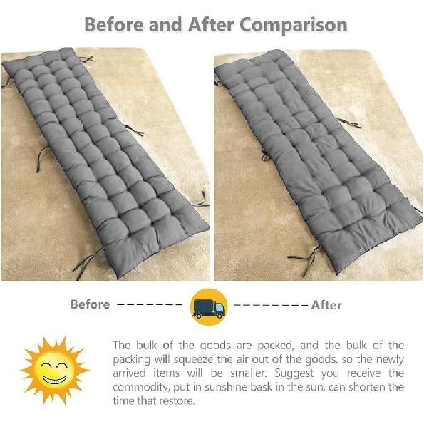 61inch Sun Lounger Chair Cushions, Sundlight Patio Cushions Chaise Outdoor Mattress Recliner Quilted Thick Padded Seat Cushion Reclining Chair