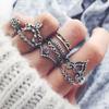 Retro Floral Carved Multi-Piece Stacking Ring Set