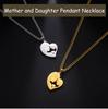 Cazador Mother Kid Pendant Necklace for Women Family Love Heart Mom Daughter Choker Stainless Steel Jewelry Mother Day Gift
