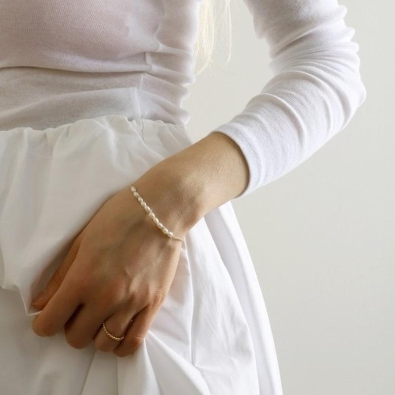 ozel Silver925 CZ rings with Natural Water Pearl Line Bracelet PS157B