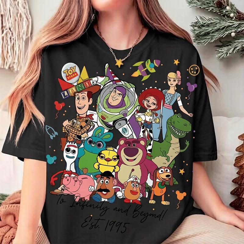 S-3XL Tee Retro T-shirt Adult Toy Friends Adventure T Shirt Cartoon Characters New Toy Story 5 Movie Support Cotton Style Fashion Trend for Fans