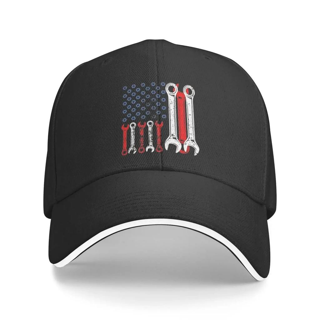 MechanicUSAFlagBaseballCap Mens Vintage Snapback Hats Trucker Hats Dad Hat Black