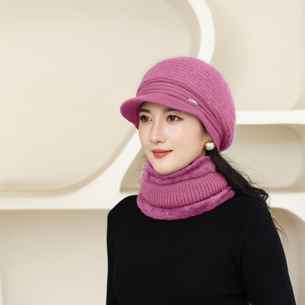 New Autumn and Winter Old Men's Hat for Women Knitted Versatile Warm and Casual Rabbit Fur Thickened Fashionable Wool Pot Hat Grandma Style