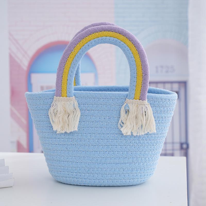 Rainbow Woven Cotton Rope Handbag - Fresh, Simple, Sweet Travel Tote