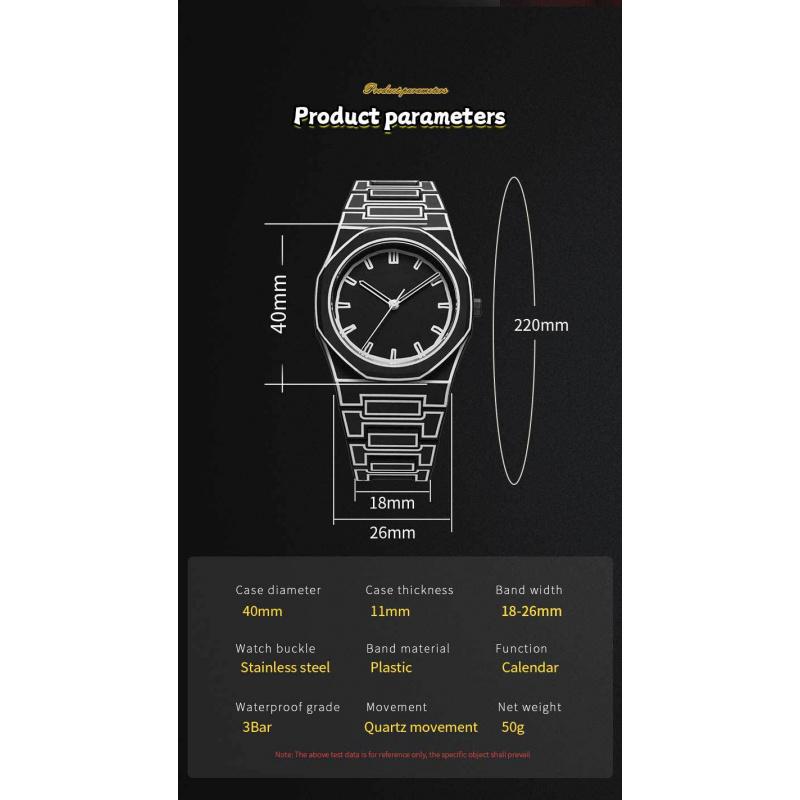 New Men's High-end Waterproof Popular Plastic Men's Waterproof Quartz Watch