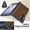 For Samsung Galaxy Z Fold 6 Phone Case With S Pen Holder, Hinge Protector and Screen Protector PU Leather Matte PC-Brown