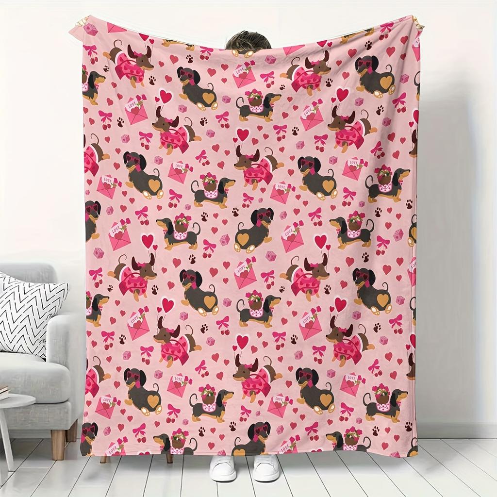 Funny Dachshund Pattern Blankets Warm Cozy Sofa Throw Blanket Cute Pet Dog Lover Room Decor Bed Nap Bedspread Blanket New
