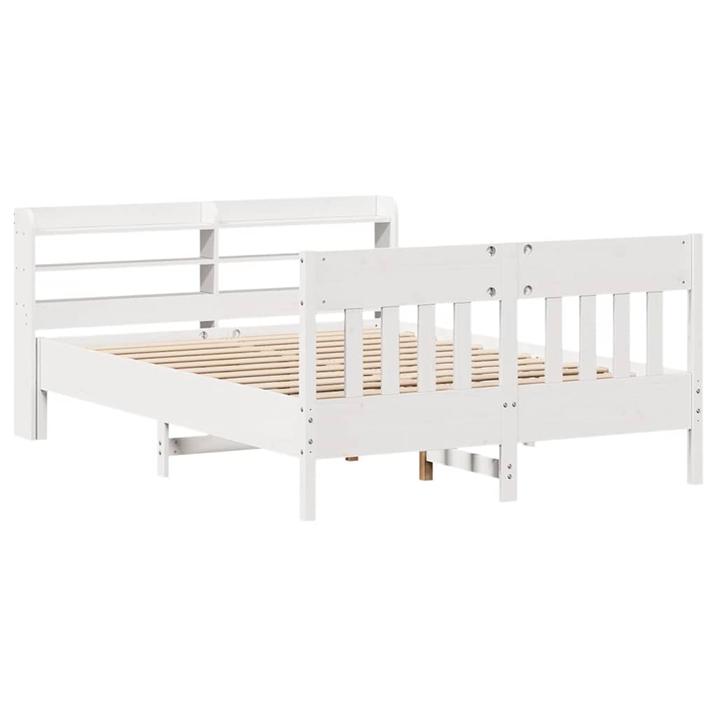 Solid Wood Bed without Mattress White 135 x 190 cm Pine Wood