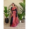 Paithani Silk Sarees  with Unique Peacock Motifs and Meenakari Work Having Contrast Pallu and Designer Contrast Border. With Tassels.