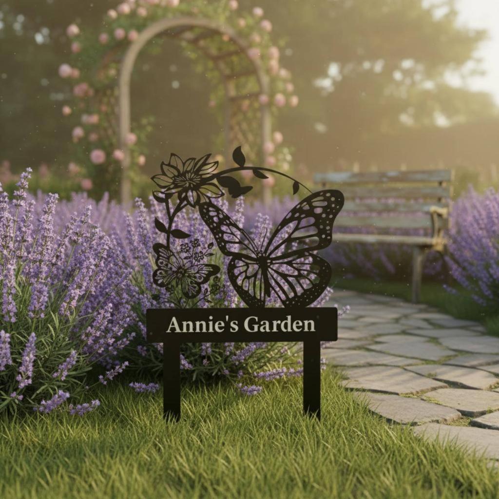 Butterfly Flower Stake Antique Design Flower Butterfly Garden Stake Metal Garden Ornament Sturdy Ornamental Yard Sign Waterproof