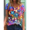 Fashion V-neck Top Loose Simple Short Sleeve Comfortable T-Shirts Women’s