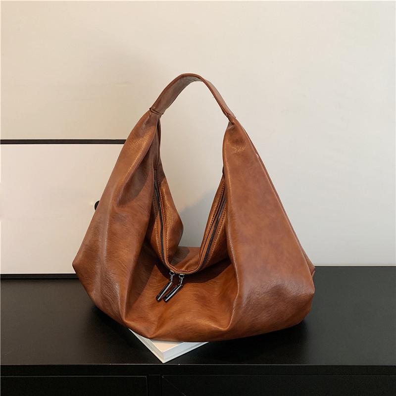

Большие черные сумки через плечо для женщин, большая сумка-шоппер Hobo, однотонная качественная сумка из искусственной кожи через плечо, женская дорожная сумка-тоут 43x13x32cm коричневый