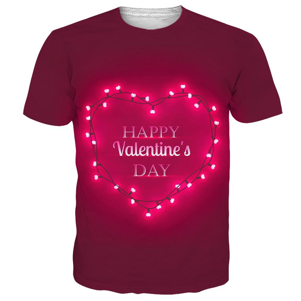 Tricou de vară pentru bărbați cu imprimeu digital 3D, Ziua Îndrăgostiților, cuplu, 3D, dragoste, casual