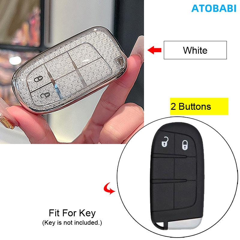 Kristall-Stil TPU Auto Schlüsselhülle Tasche für Jeep Grand Cherokee Renegade Compass Dodge Durango Charger Challenger Srt Chrysler