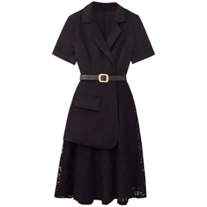 

Модное и стройнящее кружевное платье с воротником для костюма, женское платье больших размеров L